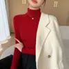 Suéter de gola alta super bonito feminino outono e inverno novo estilo peça de baixo justa ao corpo mostra a silhueta fina malha grossa camisa base