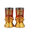 Vela de Cristal con Diseño de Doble Dragón, Estilo Lingote Atractor de Fortuna, Vaso de Vidrio a Prueba de Viento Vela de Mantequilla para Decoración del Hogar, Venta al por Mayor desde el Fabricante