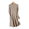 Vestido de Punto Otoño/Invierno 2026 Adelgazante Hasta la Rodilla Cuello Redondo para Mujer Elegante Vestido Suéter de Otoño/Invierno