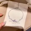 Galáxia Névoa Roxa~Pulseira com Pingente de Flor de Zircônia Gota d'Água Estilo Minimalista Coreano Ins Pulseira Joia de Luxo Leve de Alta Qualidade