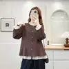 Especial2026 Otoño Nuevo Moda Coreana Elegante Top para Chicas de Tallas Grandes con Elegante Adorno de Volantes y Diseño Falso de Dos Piezas 0808