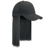 Peluca de Sombrero de Cabello Liso para Cara Delgada de Mujer de Una Pieza Cabello Ondulado Gorra de Béisbol Cabello a la Clavícula Cabeza bobo Peluca de Cabello Corto Gorra