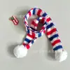 Cachecol de Natal Bordado Liso 25CM Boneca de Algodão Ursinho de Pelúcia Cachecol Listrado com Pompons para Fantasia Venda por Atacado