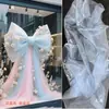 Tecido com Laço, Gaze Fluida Brilhante, Cortinas de Gaze, Tecido de Cetim para Casamento, Malha Decorativa