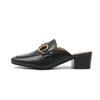 Mules Cerrados de Piel Genuina para Mujer, Nuevo Estilo 2026, Sandalias con Hebilla de Caballo, Zapatos sin Talón Slip-On, Mules Planos