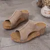 Sandalias de cuña de verano para exteriores de gran tamaño para comercio exterior transfronterizo, sandalias romanas de plataforma retro de suela gruesa con punta abierta para mujer, estilo nuevo