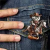 Insígnia de Broche de Gato Cowboy de Equitação Acrílica Plana Transfronteiriça Padrão