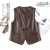 Chaleco de Cuero Estilo Nuevo 2026 para Mujer, Chaqueta Corta sin Mangas de Cuello en V, Abrigo de Cuero Elegante de Corte Ajustado