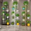 Soporte de Flores de Hierro Forjado, Estante de Suculentas de Pie, Soporte de Macetas de Múltiples Niveles que Ahorra Espacio para Uso en Interiores y Exteriores, Sala de Estar, Balcón, Soporte para Plantas Verdes