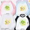 Camiseta de Manga Larga para Niña, Estilo Dibujo Animado Lindo y Adorable, Cuello Redondo, Algodón Puro, Estampada, Corte Holgado, Camiseta Básica para Primavera y Otoño Infantil