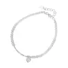 Pulsera de Plata de Ley 925 con Forma Irregular de Corazón para Mujer, Diseño Simple Hecho a Mano, Joyería Dulce con Forma de Corazón Color Durazno B6196