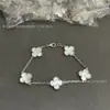 Fanjia producto nuevo de alta gama trébol de cuatro hojas cristal rosa cinco flores pulsera chapada en oro real 18K collar de nácar ágata rosa burbuja