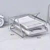 Estante de metal de malla de hierro multicapa para archivos de escritorio extraíble multicapa simple bandeja para archivos portadocumentos sujetalibros oficina