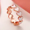 Nuevo Anillo Transfronterizo de Comercio Exterior Simple Corazón Rosa Corazón a Corazón Anillo de Resina Hebilla de Oreja Accesorio de Regalo para el Día de San Valentín de Mujer