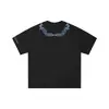 Camiseta de Manga Corta Bordada de Marca Japonesa de Moda para Hombre Verano Nueva Holgada Cuello Redondo Estampado Creativo de Collar Top para Pareja