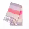 Novo Cachecol Ac-Style Outono e Inverno para Mulheres, Xale Grosso Xadrez Dupla Face com Padrão Colorido de Quatro Quadros