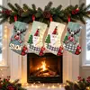 Calcetines pequeños de Navidad, bolsas de regalo de dulces y manzanas, tela de lino, calcetines de Navidad 3D, decoraciones de Navidad, adornos para el árbol de Navidad