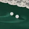 Pendientes de Plata de Ley S925 Nalan con Perlas Redondas de Jade Hetian, Pendientes Exquisitos y Simples de Diseño de Nicho Estilo Ins M08328