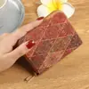 Transfronteiriço 2025 Novo Retrô Exquisite Estampado Carteira de Moedas Feminina Moda Nicho Bolsa para Cartões Carteira Macia com Textura de Madeira