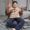 Pijama infantil masculino plus size para primavera e outono, manga longa extra grande, 100% algodão, roupa de casa estilosa para crianças maiores