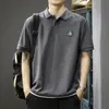 Camisa Polo de verão pesada, estilo duas peças falsas, camiseta de manga curta para homens, corte solto, tamanho grande, marca moderna estilo americano, camisa Polo de meia-manga com gola
