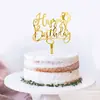 Tarjeta de Pastel de Acrílico Inglés Color Oro Rosa Transfronteriza Suministro Directo de Fábrica Decoración Sencilla de Pastel de Cumpleaños Estilo ins
