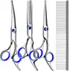 Tesouras para Tosquia de Animais de Estimação, Tesouras Integradas de Aço para Aparar Pelos de Cachorro, Tesouras Domésticas de Dentes Planos, Tesouras Curvas, Suprimentos para Animais de Estimação