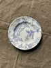 Porcelana amarilla vintage original con motivos florales azules, plato para bistec estilo francés, plato plano, plato hondo, taza y plato para el té de la tarde, decoración bajo vidriado