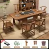 Nuevo Juego de Mesa de Té y Sillas de Madera Maciza Estilo Chino, Mesa de Té para Oficina y Hogar, Juego de Té Integrado con Estación de Preparación de Té Inspirada en el Zen