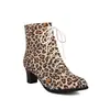 Nuevas botas de tobillo con cordones estilo étnico estampado de vaca leopardo botas Martin tacón medio grueso 40-48 botas de comercio exterior