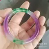 Pulsera redonda de jadeíta color hielo de primavera, gruesa, morada-verde, para mujer, adecuada para niñas y madres, pulsera de jadeíta verde violeta brillante, jadeíta Dulong