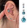 Fivela de parafuso de diamante azul, prego de osso de orelha feminino super flash, brincos de unha de minhoca de alta qualidade, piercing de orelha, brincos de orelha sem dormir