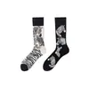 Calcetines de Moda Originales Asimétricos Estilo AB para Mujer Calcetines de Algodón de Verano Zhejiang Arte de Dibujos Animados Personalizado Calcetines de Algodón de Tubo Medio para Hombres y Mujeres