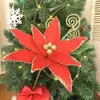 Flores Navideñas Simuladas con Bordes Dorados, Regalos de Navidad, Decoraciones para Árbol de Navidad, Adornos para Decoración del Hogar, Estampado Dorado