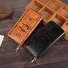 Porta billetes retro transfronterizo europeo y americano, largo, gran capacidad, tarjetero multiposición, monedero de mano para hombre con relieve creativo