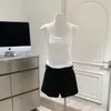 Shorts de Traje de Pierna Ancha con Hebilla Gris/Negro Pantalones de Traje Versátiles Adelgazantes de Longitud Media