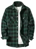 Camisa Plaid Masculina Popular Amazon Farad Velvet Transfronteiriça Moda com Capuz Casual Lapela Manga Longa para Homens