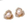 Aretes de Perla y Circonita Bañados en Oro Real para Mujer, Pequeños, Exquisitos y Elegantes, Aretes Pequeños de Flor Fragante, Aretes de Moda para Commuter