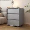 Mesita de noche color crema, diseño simple y moderno, acabado en piel, pequeña y ultradelgada (20 centímetros), gabinete de almacenamiento minimalista