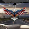 Nuevo colgante de espejo retrovisor interior de coche con bandera estadounidense y águila transfronterizo, llavero con colgante decorativo de forma especial