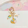 Festival do Meio Outono Flor e Lua Cheia Chaveiro Pingente Liga Metálica Criativo Lua Coelho de Jade Fofo Pingente para Mochila Pequeno Presente