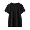 Roupas Femininas Novas Primavera/Verão 2026: Camiseta Básica de Seda e Linho de Manga Curta, Top Ajustado Simples de Linho e Liocel em 9 Cores