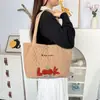 Nova Bolsa de Mão Bordada de Desenho Animado, Bonita e Macia, Bolsa de Ombro de Grande Capacidade, Bolsa Tote Versátil para o Dia a Dia em Algodão Acolchoado