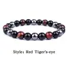 Pulsera de Piedra Ojo de Tigre Youjia Jewelry Popular Transfronterizo Ágata Negra Piedra Biliar Negra Cuerda Elástica Pulsera de Cuentas Retro para Hombre