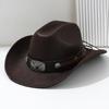 Explosões transfronteiriças Homens e Mulheres PU Couro Cowboy Chapéu Metal Bull Safira Acessórios Festa Chapéu Desgaste do Partido
