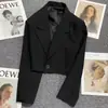 2026 Blazer de Conjunto Curto Feminino Primavera Outono Novo Estilo Temperamento Alta Classe Slim Fit Petite Preto Casual