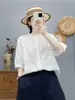 Nova Camisa Feminina de Meia-Manga Bordada de Verão, Solta e Versátil, Camisa Básica Casual Emagrecedora com Barra de Renda
