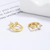 Brincos de Zircônia em Prata Esterlina 925 com Garra Quatro Pontos Feminino 2022 Novo Nicho Elegante Tendência Argola de Orelha Minimalista Versátil Joia de Orelha ins