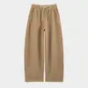 Calça Casual Khaki de Perna Larga com Forro de Fleece para Mulheres, Novo Estilo Outono, Caimento Solto, Petite Reta de Cintura Alta, Caimento Fluido, Comprimento até o Chão