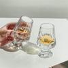 Taza de whiskey francesa rayada vintage de mediados de siglo engrosada vaso de sake vaso de degustación de cristal vaso de vino pequeño